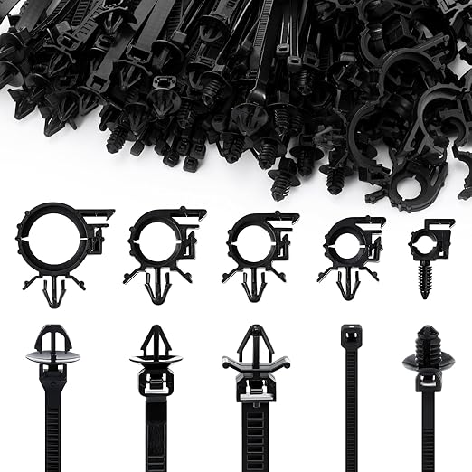 Funnymoom 150 pcs Car Wire Loom Routing Clips Push Mount Cable Tie Assortment 10 Sizes Car Harness Routing Clips Universal Wiring Harness Replacement Parts for Automotive