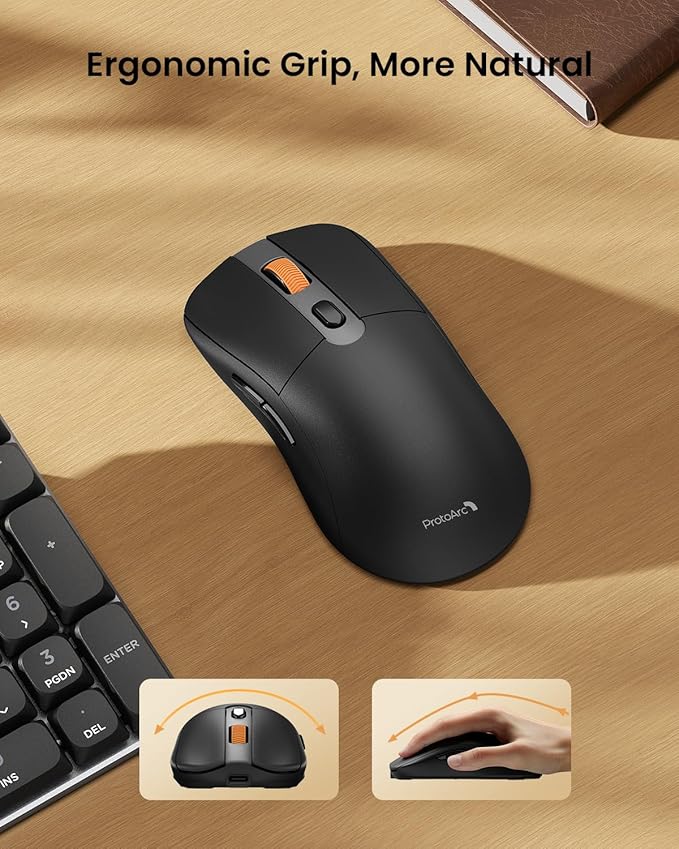 ProtoArc Wireless Mechanical Keyboard and Mouse, USB-C Rechargeable Aluminum Keyboard and Mouse Combo, Red Linear Switches, 2.4G + Bluetooth Connectivity, 3 Devices - Grey