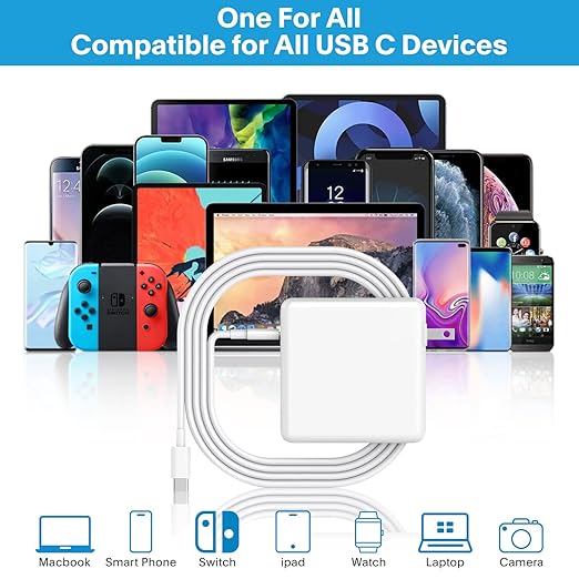 Mac Book Pro Charger - 118W USB C Fast Charger Power Adapter Compatible with MacBook Pro/MacBook Air 16 15 14 13 Inch, M1 M2 M3 M4 M5, New iPad Pro and All USB C Device, Charge Cable 6.6ft