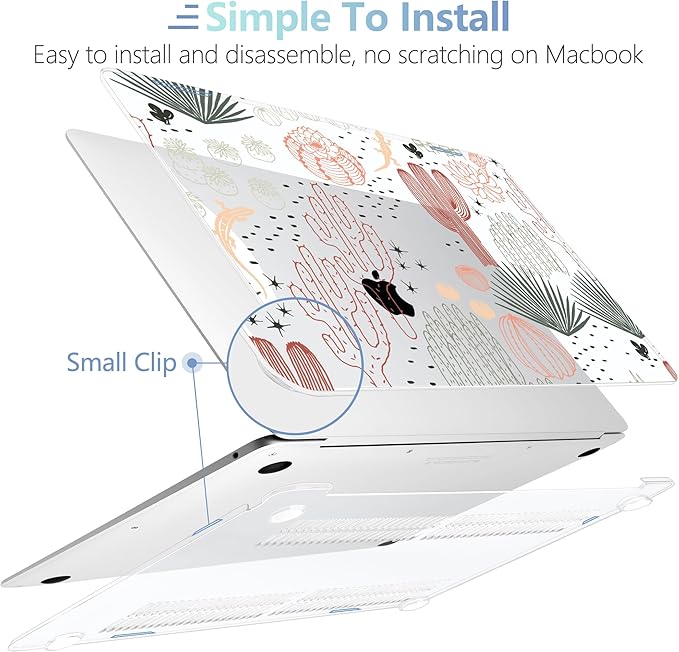 MEEgoodo for MacBook Air 13 inch Case 2021 2020 2019 2018 Released A2337 M1 A2179 A1932 with Touch ID, Plastic Hard Shell & Keyboard Cover Compatible with MacBook Air 13.3, Cacti