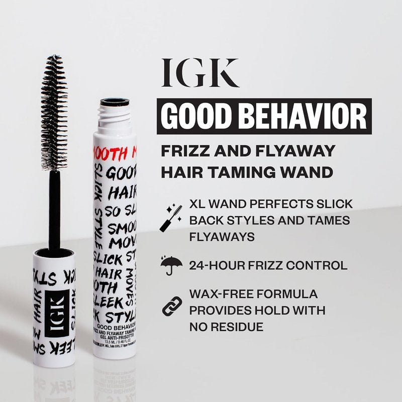 IGK Good Behavior Frizz & Flyaway Hair Taming Wand - Lightweight Gel Control Stick for Smooth, Sleek Hair | 0.24 oz