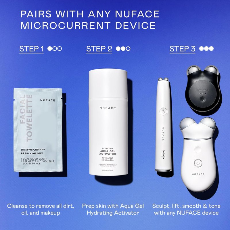 NuFACE IonPlex Aqua Gel Activator - Microcurrent Facial Conductive Gel with Hyaluronic Acid | 3.3 oz for 24-Hour Hydration