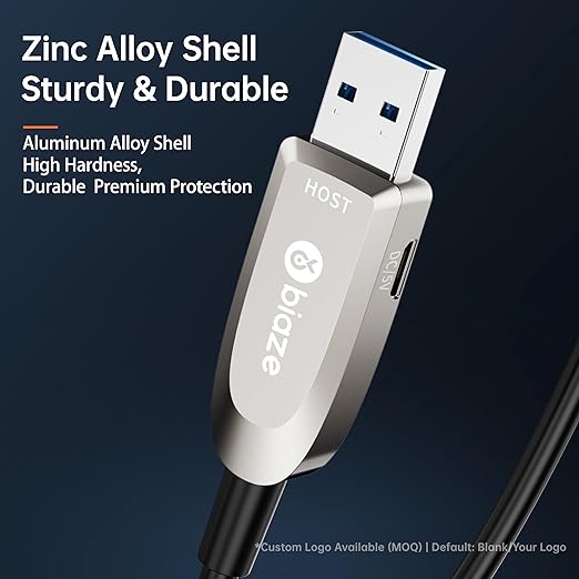 biaze Active Optical USB 3.0 Extension Cable Fiber Optic Type A Male to Female USB Extension Cord USB Extender 5Gbps Data Transfer for Webcam, Gamera, USB Hub, Keyboard, Hard Drive, Printer(65ft)