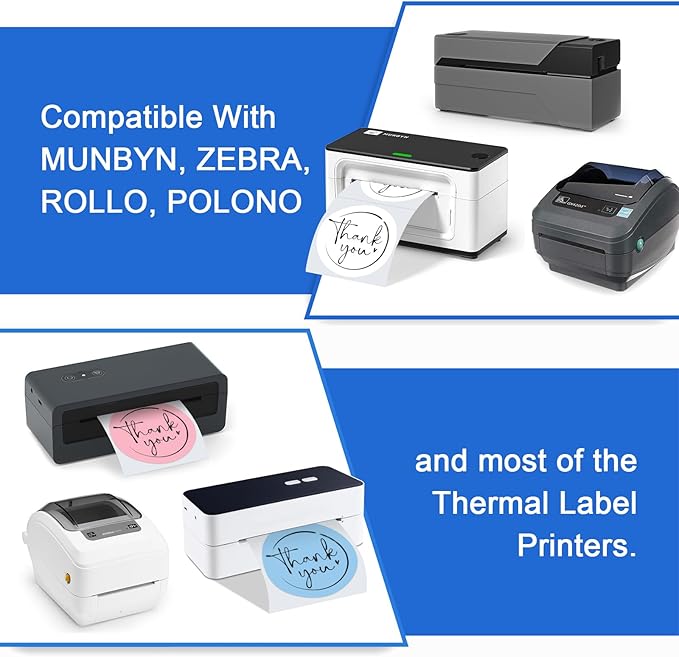 Printholic 6 Rolls 2" Color Circle Direct Thermal Stickers Labels, Self-Adhesive Round Thermal Labels Printer Stickers for Business, DIY, Code, Name Tag, Envelope Seal