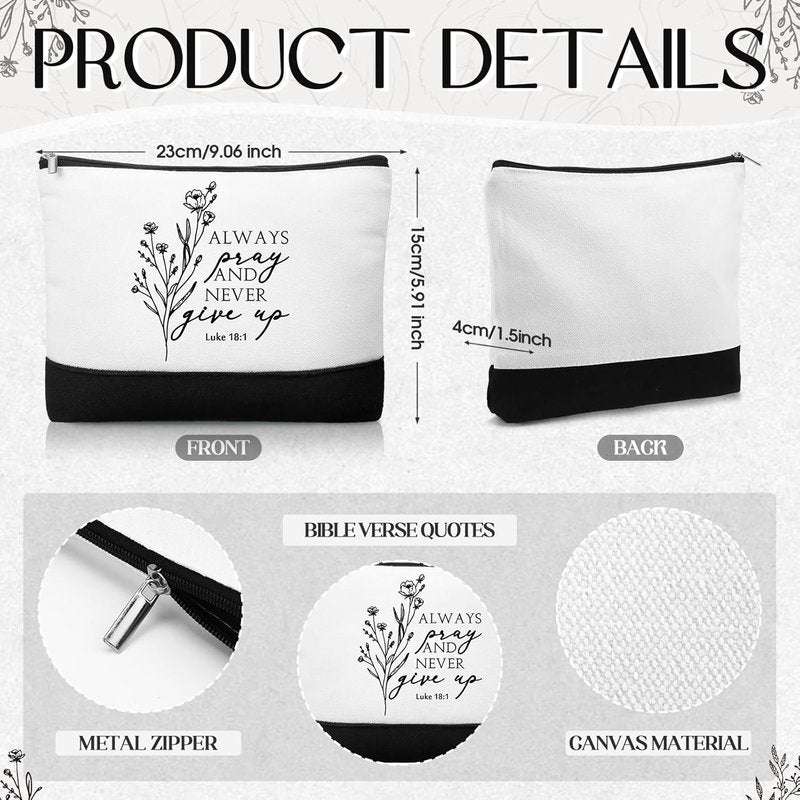 Christian Gifts for Women - 20 Inspirational Canvas Makeup Bags & Mini Bible Verse Mirrors | Bulk Set for Church, Mom, Pastor, Sunday School