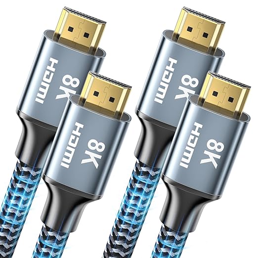 CABNEER 8K HDMI Cable 2 ft 2Pack, 48Gbps High Speed HDMI 2.1 Cable, Braided HDMI Cable 2.1 8K 60Hz 4K 120Hz Support for HDR eARC HDCP 2.2/2.3, HDMI Cord Compatible with HDTV, Laptop, Monitor, PC