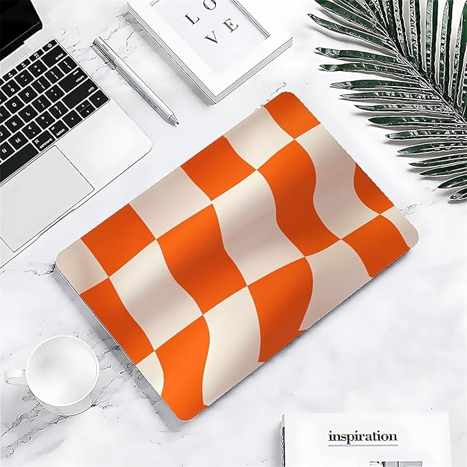 COTAIL Compatible with MacBook Air 13.3 13.6 Inch Case 2022 2021 2020 2019 Plastic Hard Shell Case Cover,13.3 Pro(A1706/A1708/A1989/A2159/A2289/A2338), Orange and White Checkered Flag