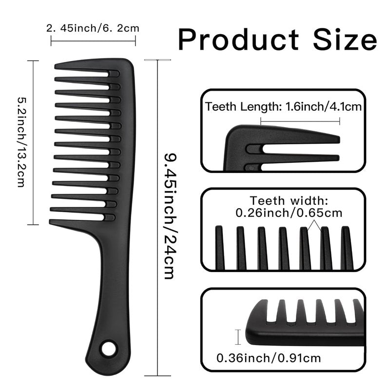 Wide Tooth Comb - Large Detangling Hair Brush for Curly & Long Hair | Durable Styling Tool for Men & Women