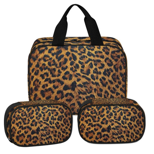 PATTERNFUL Clear Makeup Bag for Women Men, 3Pcs Transparent Cosmetic Bags Waterpoof Toiletries Set Portable Toiletry Bags with Zipper for Travel Bathroom(Leopard)