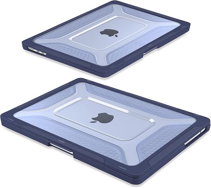 Batianda Extreme Heavy Duty Case for New MacBook Air 13.6 inch 2026 M5 2025 M4 2024 M3 2022 Release - Anti-Slip Rubberized Stand (Holds 25lbs) Honeycomb Exoskeleton Max Cooling & Stability - Navy Blue