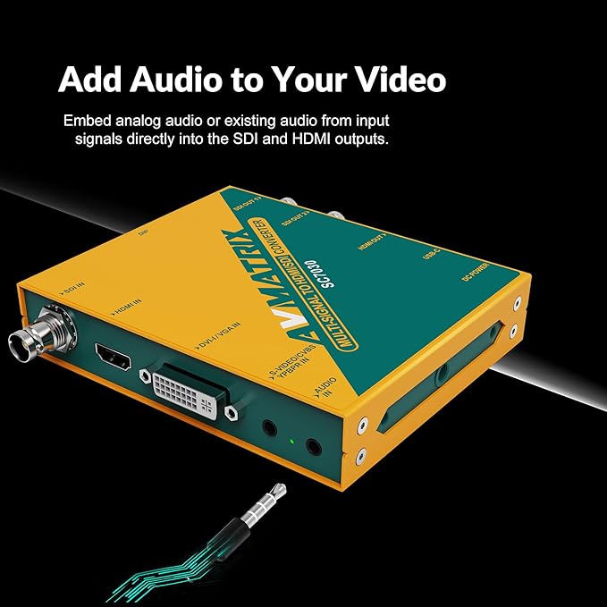 AVMATRIX SC7030 Multi-Signal Converter, SDl/HDMl/DVI-I/VGA/CVBS/S-Video/YPbPr to HDMI/SDI, 1080P Video Converter, UP/Down Scaling SDI Splitter, Audio Embedding & Aspect Ratio Adjustment