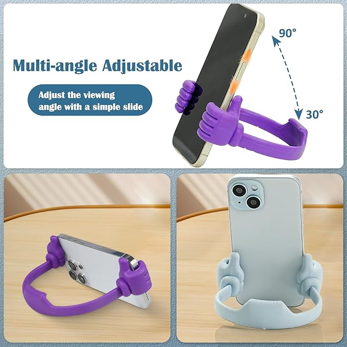 Honsky Cell Phone Stand Holder 2-Pack,Thumbs Up Lazy Phone Stand,Universal Adjustable Flexible Dock for All Phones & Tablets,Cute Perfect Valentine's Day Gifts for Him/Her,Gifts for Couples,Black