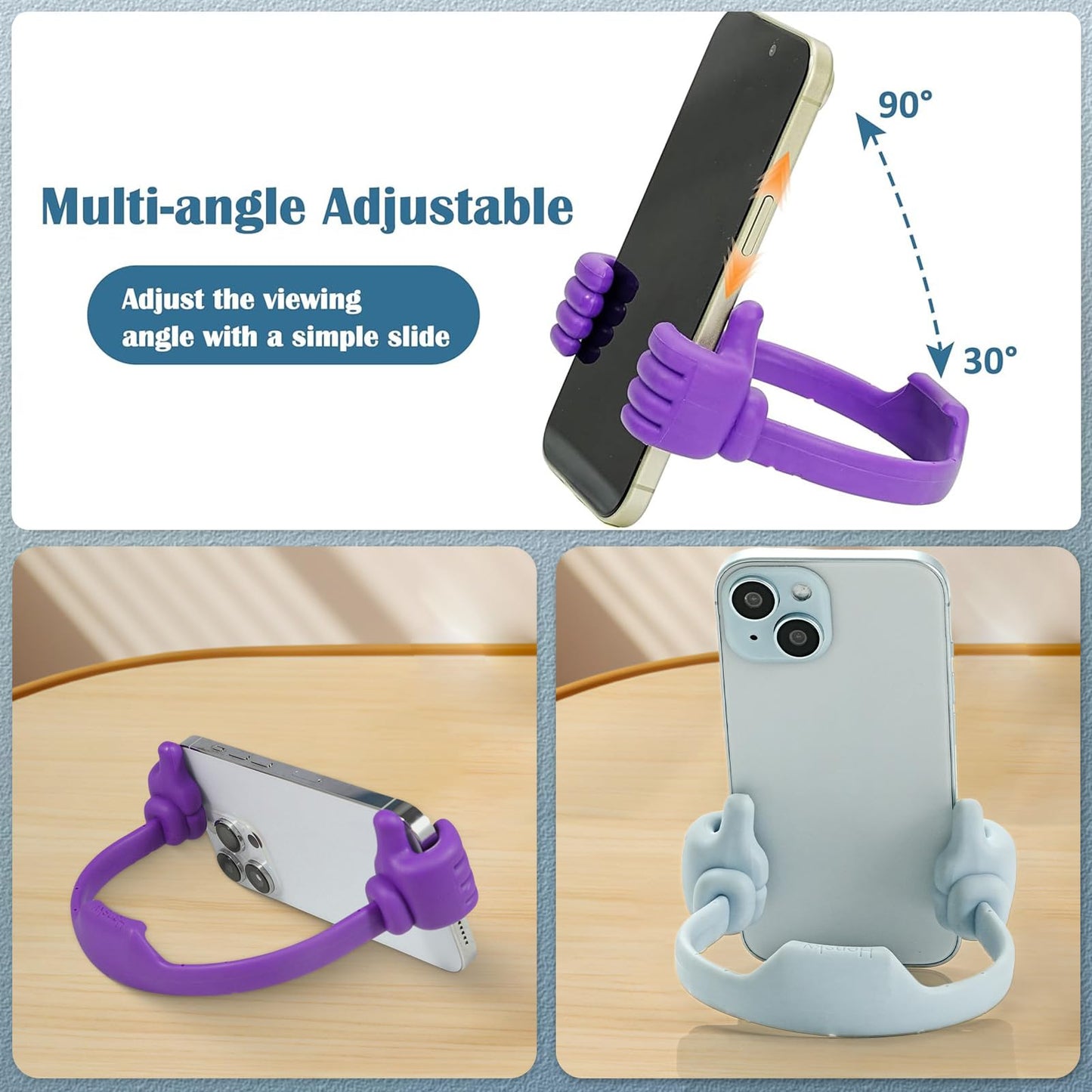 Honsky Cell Phone Stand Holder 2-Pack,Thumbs Up Lazy Phone Stand,Universal Adjustable Flexible Dock for All Phones & Tablets,Cute Perfect Valentine's Day Gifts for Him/Her,Gifts for Couples,Black