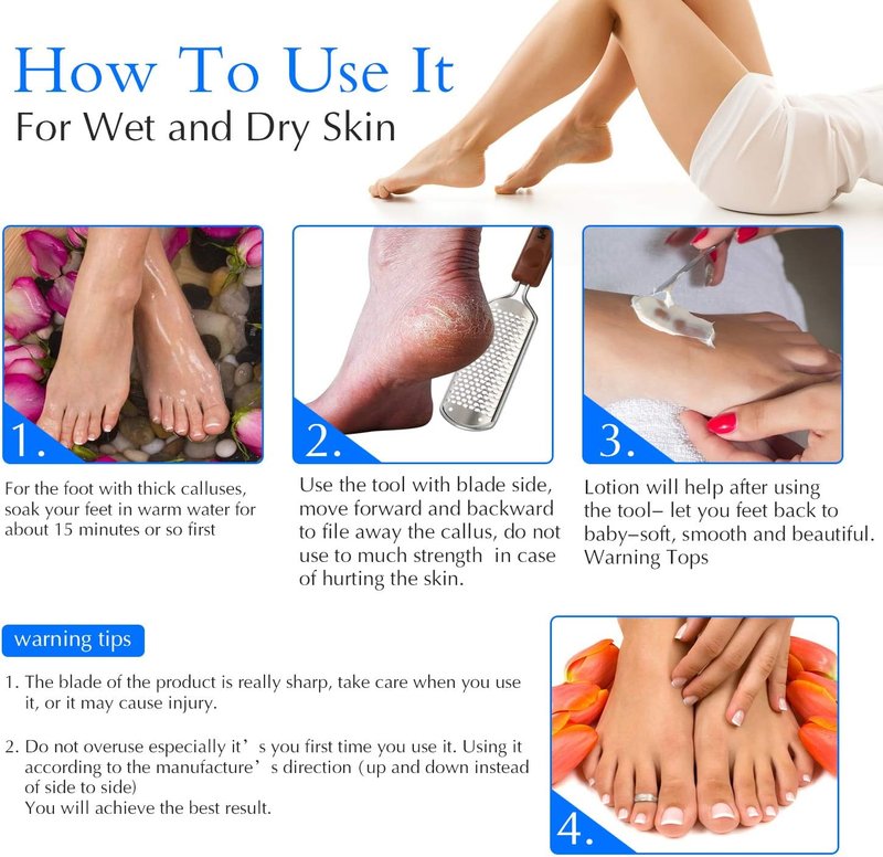 Professional Pedicure Foot File - Stainless Steel Detachable Scrubber for Hard Skin | Ideal for Wet & Dry Feet