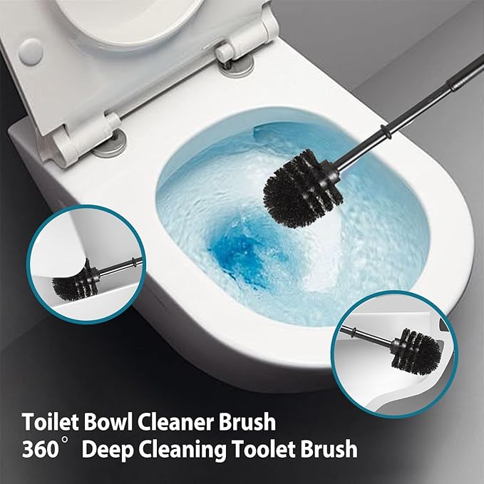 Shar Pei Hideaway Toilet Brush Holder - Concealed Brush Storage, Modern Black Ceramic Bathroom Organizer with Sturdy Brush & Foam Protection, Dog Lover Gift