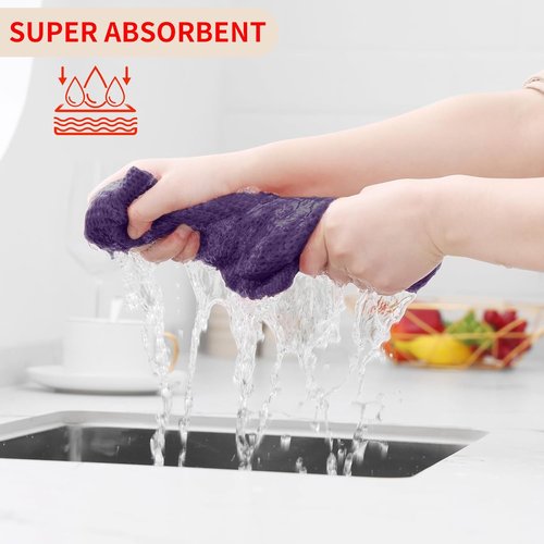 Homaxy Kitchen Dish Towels - 100% Cotton Waffle Weave, Ultra Soft & Absorbent, 13 x 28 Inches, 12-Pack, Eggplant