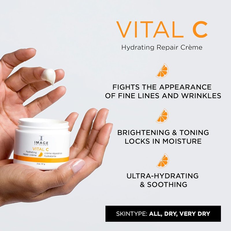 VITAL C Hydrating Repair Crème - Face Night Cream with Hyaluronic Acid for Dry Skin | Full-Size 2 fl oz