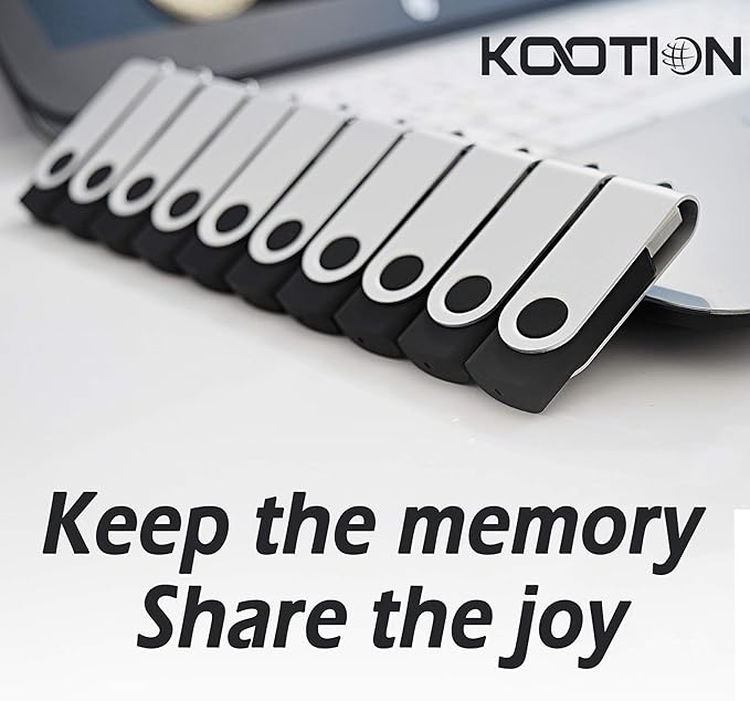 KOOTION 10PCS 2GB USB Flash Drives USB 2.0 Flash Drives Memory Stick Fold Storage Thumb Drive Pen Swivel Design Black