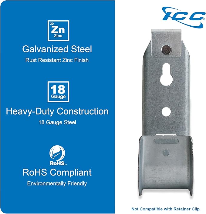 ICC Ceiling Mount J Hook 1-5/16" Without Retainer Clip – Galvanized Steel Cable Management Hooks for Hanging Cable - Rust-Resistant, EIA and TIA Compliant - 1-5/16 Inch 25 Pack