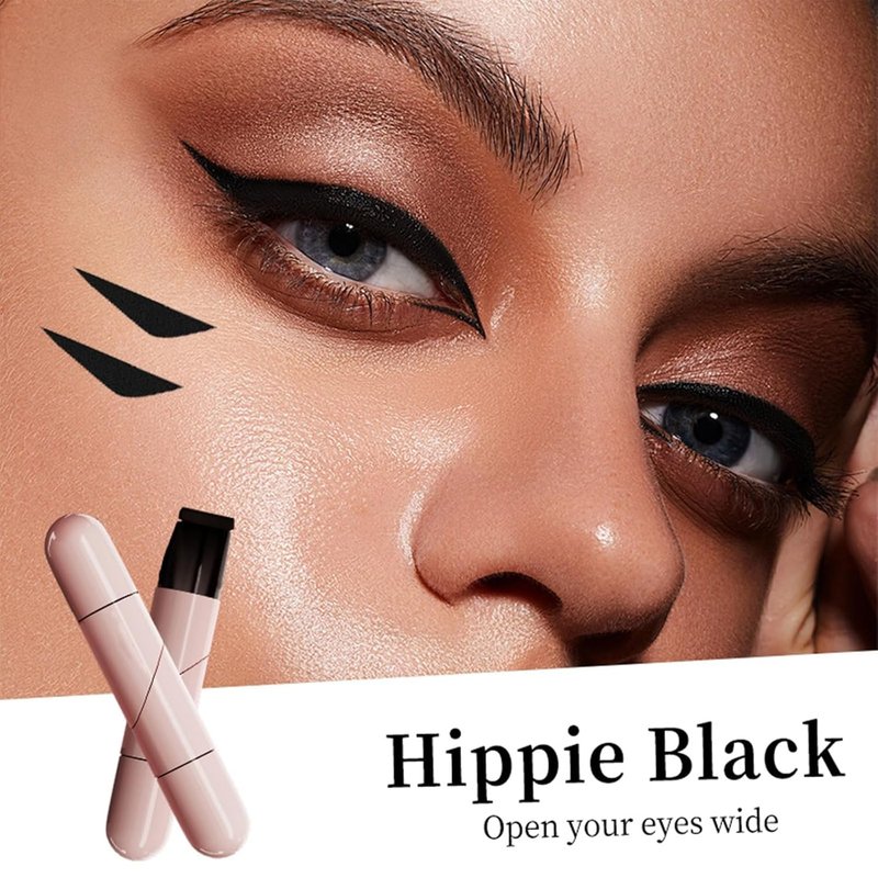 NixusHep Drca00 360° Rotating Foldable Eyeliner Stamp Pen - Waterproof Wing Stamp & Precision Liner Duo, Quick-Dry Smudge-Proof Gel, Travel Cat-Eye Maker with Replaceable Heads （Brown