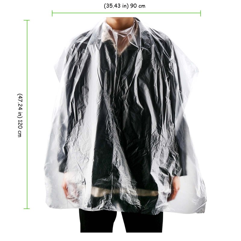 TAICHEUT 400 Pcs 35 x 47 Inch Disposable Clear Plastic Hair Salon Capes, Waterproof Barber Capes for Barbershop and Salon