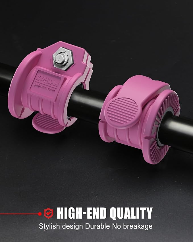 ZY-HUAN Barbell Clips 1 inch Barbell Clamps 0.9-1.18inch Quick Release Weight Clips for Bars Multi-Size Adjustable Olympic Barbell Clamps (Matte Pink)