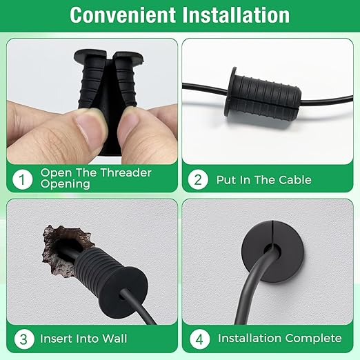 EASYEAH 6pc Starlink Cable Grommet 3/4" Silicone Anti-Slip Wall Hole Pass Through Split Cable Bushings for TV Wire Ethernet Cord, Starlink Cable Routing Kit Accessories,38mm/1.5"Ht, Grey
