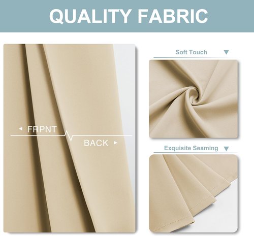 ChrisDowa Blackout Curtains - Thermal Insulated Room Darkening Panels, 80 Inches Long, Biscotti Beige (Set of 2)