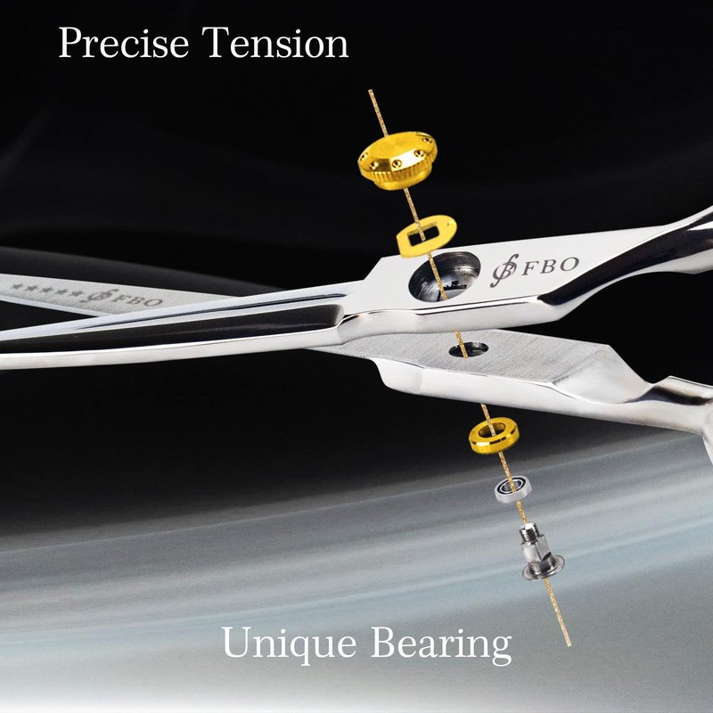 FBO Pro Hair Scissors 6.5" - 440C Steel, Precision Blades, Sharp Durable & Smooth Cutting, for All Hair Types, Home & Salon Use (Golden)