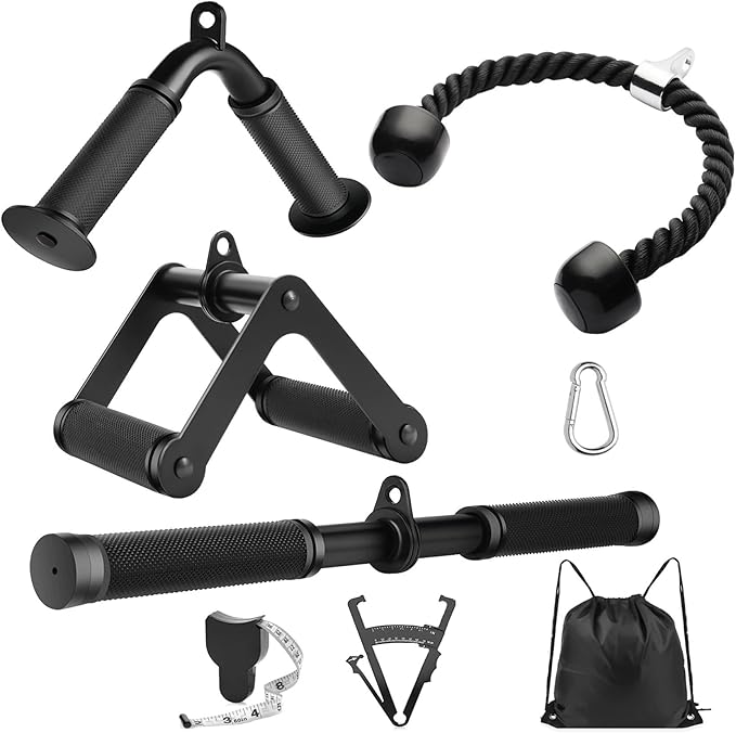 Cable Machine Attachment LAT Pulldown Attachments Cable Machine Accessories for Home Gym Weight Workout (Black-4)