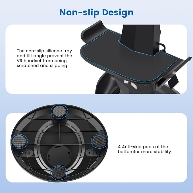 alcopanda VR Headset Charging Dock for Meta Quest 3/Quest 3S/Quest 2, VR Charging Stand for Quest 3 Accessories VR Stand Supports Charging Headset with Type C Cable and fit Controller with Cover