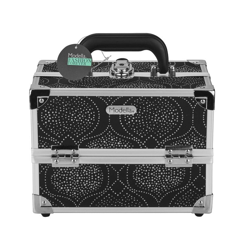Conair Makeup Beauty Case, Cosmetic Case, with Expandable Shelves and Locking Latch, in Black Print, London SOHO New York for Conair