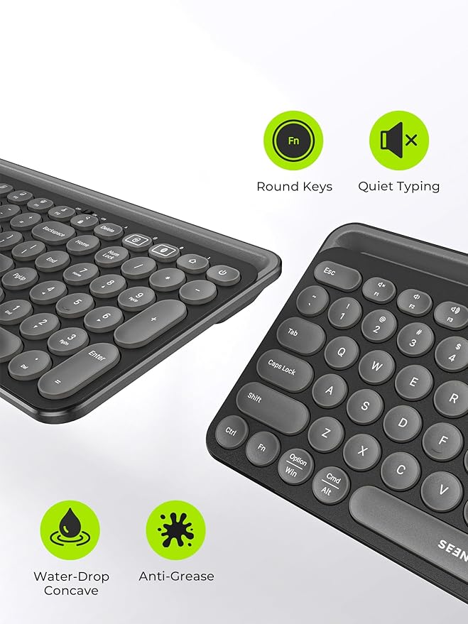 seenda Bluetooth Keyboard and Mouse for iPad, CTU-301 Wireless Multi-Device Connection Bluetooth+2.4G Keyboard Mouse Combo with Tablet Holder for iPad/MacBook/Windows, iOS/Android/Phone, Black