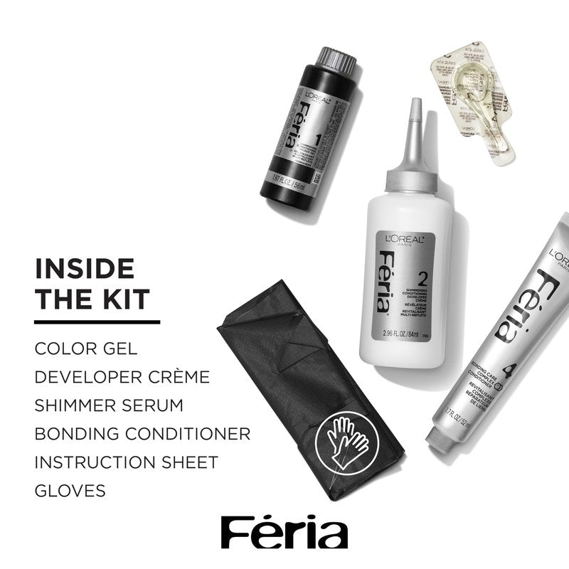 L’Oreal Paris Feria Multi-Faceted Shimmering Permanent Hair Color, High Intensity Hair Dye for 3X Highlights, 42 Burgundy Blush, 1 Hair Dye Kit