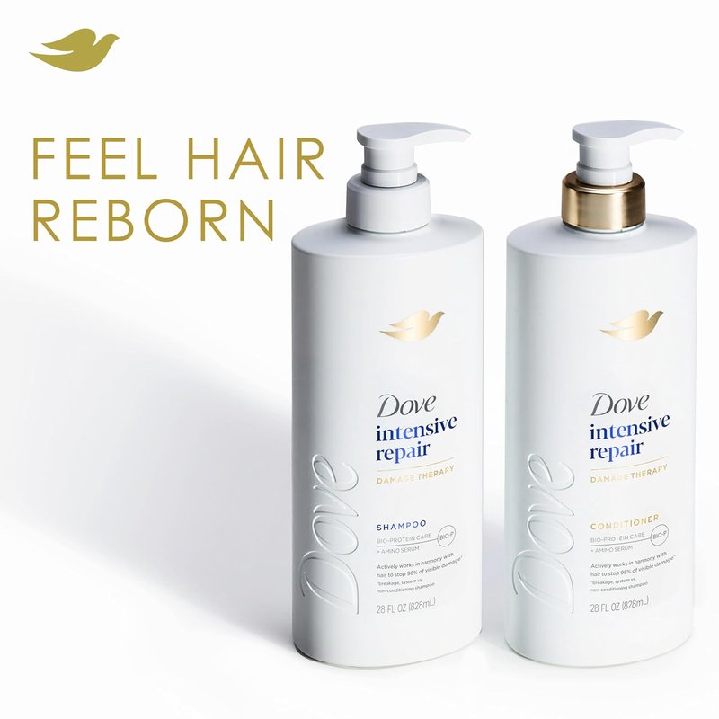 Dove Shampoo - Intensive Repair for Damaged Hair with Bio-Protein & Amino Serum | 28 Fl Oz (4 Pack)