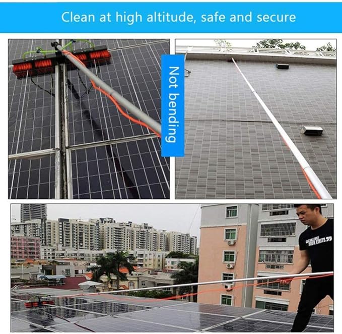 Photovoltaic Panel Cleaning, 3-12M Water Fed Telesbrush, Window Clean, Extendable Cleaner Conservatory Roof Cleaning Tools Pole/8M Rod/30Cm Brush Head