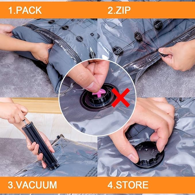 GONGSHI Vacuum Storage Bags, Space Saver Seal Bags For Clothing, Travel Luggage,Blankets, Comforters, Pillows, Clothes Storage.28 Combo