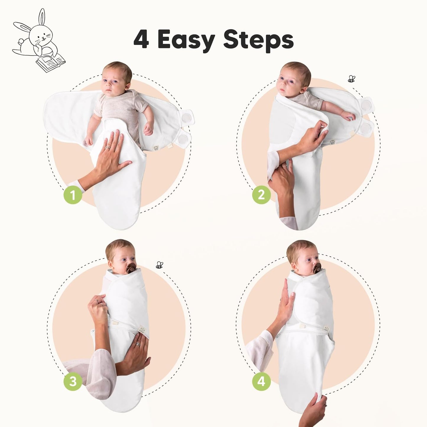 Organic Baby Swaddle Sleep Sacks by [Brand Name] - Soft & Snug for Newborns 0-3 Months | 3-Pack in Sage, XS