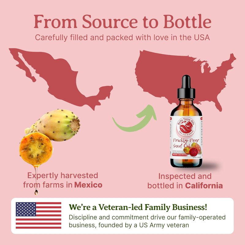 Prickly Pear Seed Oil - 8 oz Cactus Extract for Radiant Skin | Rich in Vitamin B & Zinc
