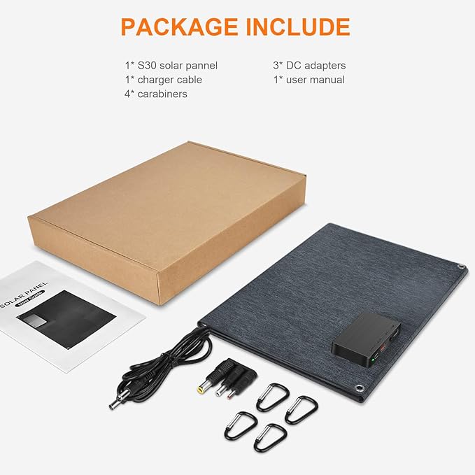 VLAIAN 30W 100W 200W 400W Solar Panel,Portable Foldable Solar Panel Kit,Black with Carrying Case (30W)