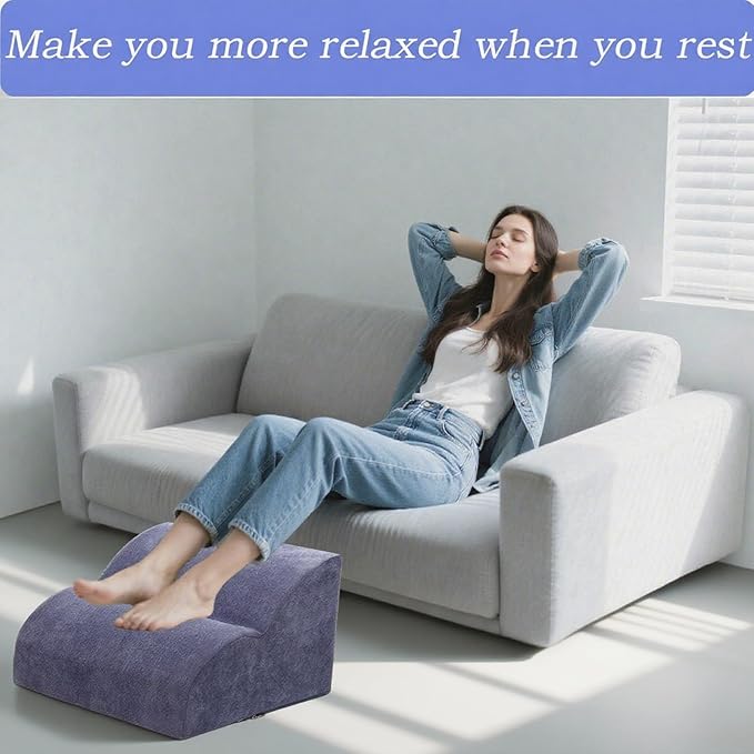 OpyTikar Foot Rest for Under Desk at Work.Multifunctional 3-Tier Foot Stool,with Washable Footrest.for Under Desk,Office Chair Gaming Chair & Sofa,Leg Elevation Pillow,Supports Posture-Light Blue