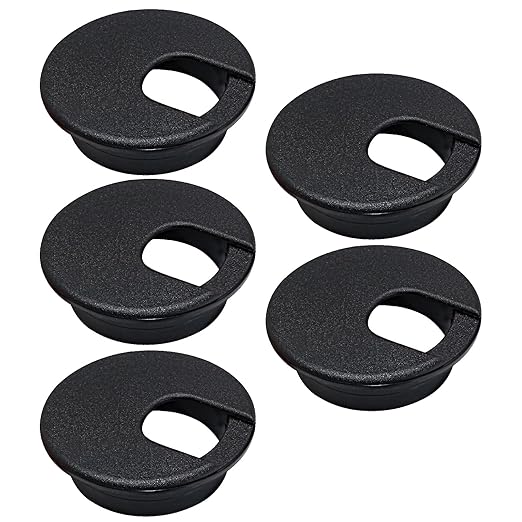 EASYEAH 5 Pcs Desk Grommet 1-1/2" / 38 mm, Desk Cord Hole Cover, Cable Grommet ABS Plastic, Desk Hole Grommet for Home & Office Pc, Detachable Cable Cord Organizer-Black