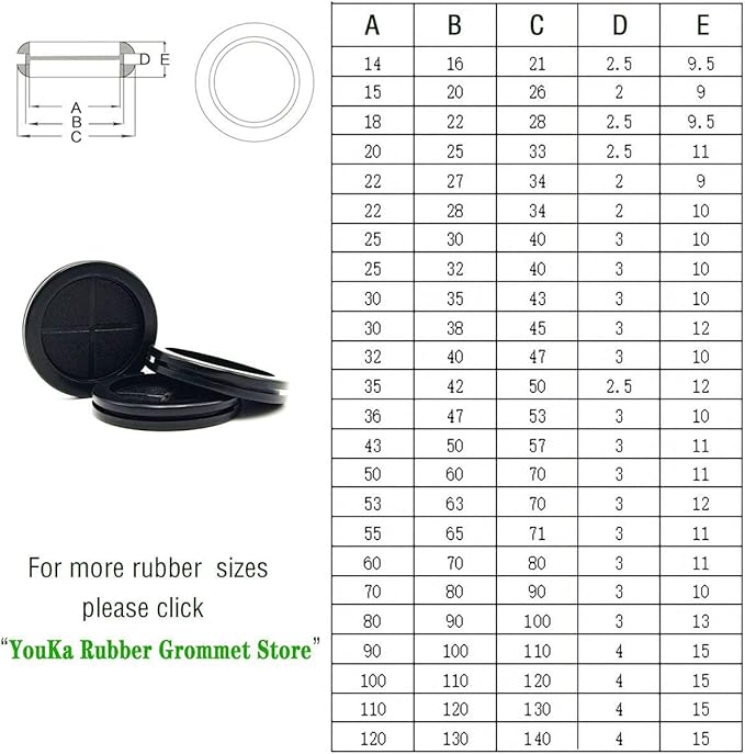 Rubber Grommet,2-1/8"ID 2-1/2"Drill Hole,Hole Grommets,Rubber Hole Plug,Synthetic Rubber Grommets Wire Protection Firewall Hole Plug, Round