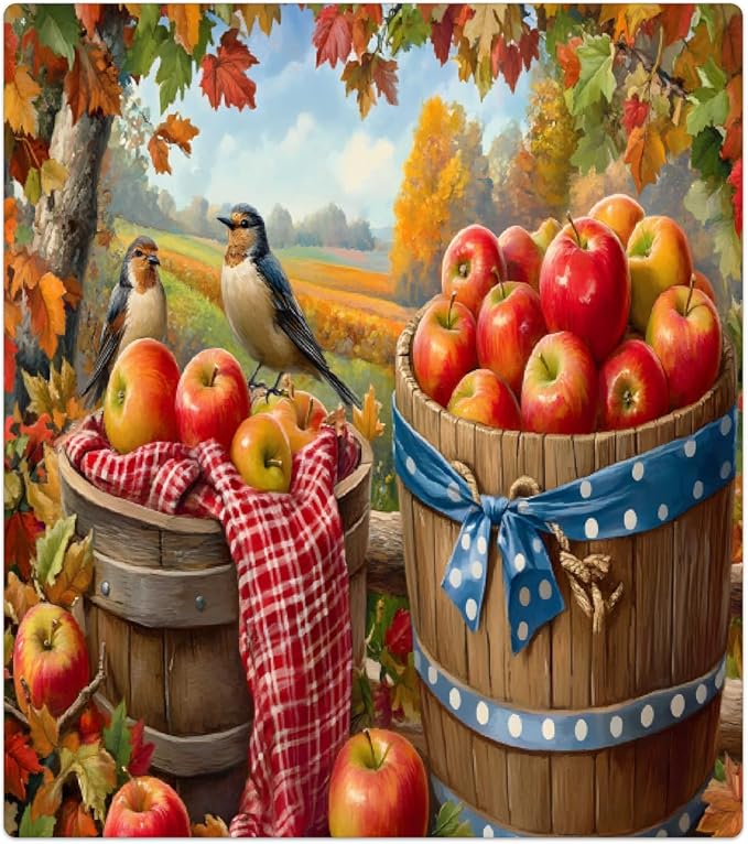 Autumn Apple Bird Maple Dishwasher Magnet Cover for The Front Magnetic Dishwasher Door Covers Dish Washer Sticker Wrap Home Decorative Appliances Panel Decal Kitchen Decor 23" x 26" (Magnetic)