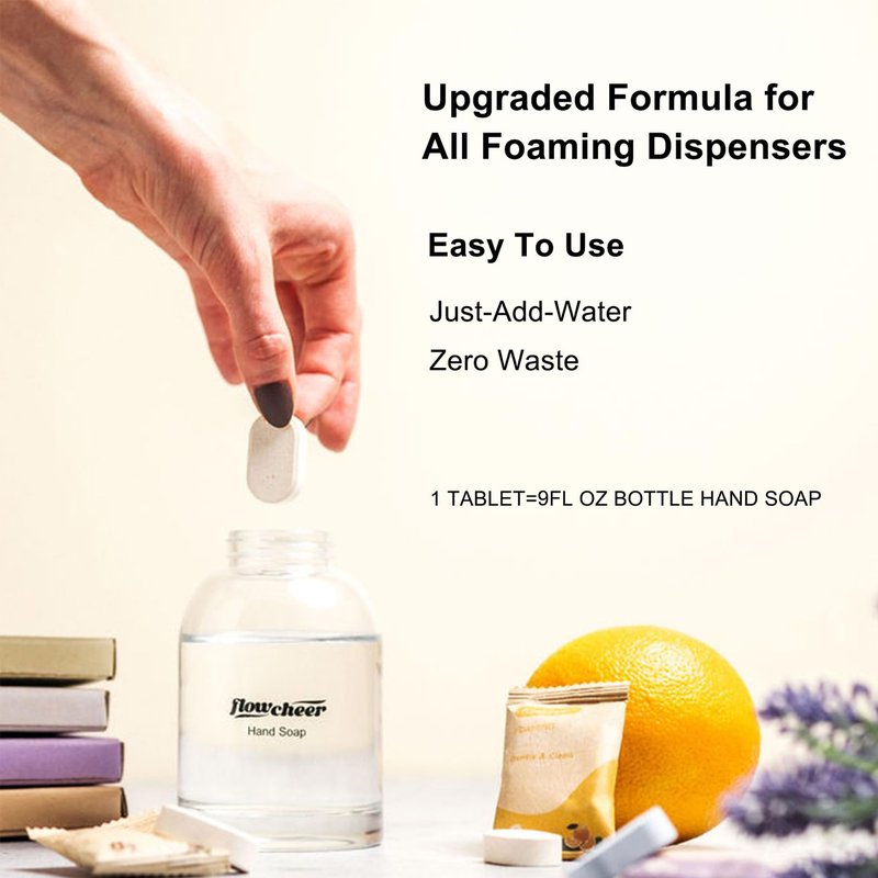 flowcheer Foaming Hand Soap Refill Tablets, 24 Pack, Makes 216 fl oz (24 x 9 fl oz Bottles),Variety Fragrance,Fresh & Clean Handwash, Eco Friendly foam Soap Tablets
