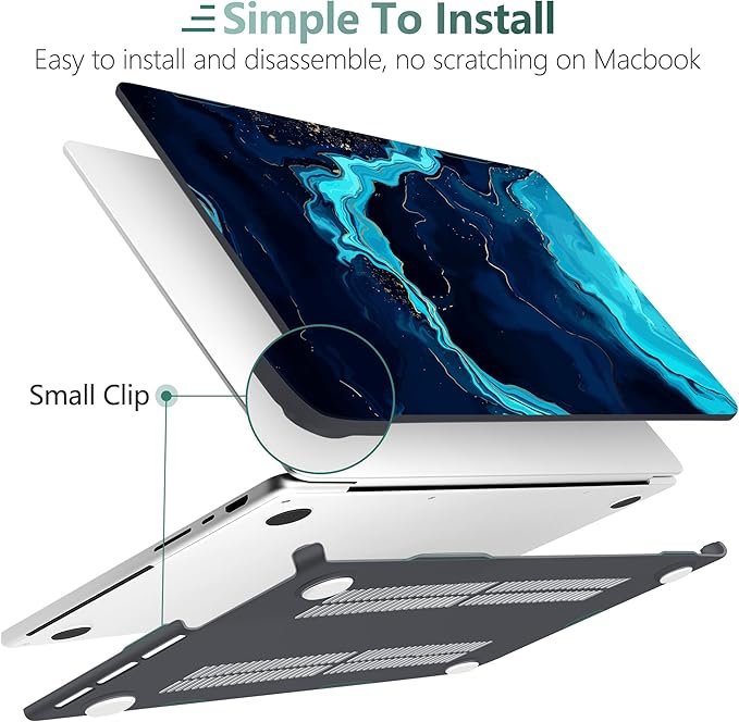 DONGKE Compatible with MacBook Pro 16 Inch Case (2026-2021 Release, M5 M4 M3 M2 M1 Pro/Max Chip), Plastic Hard Shell Cover with Keyboard Cover & Screen Protector for MacBook Pro 16", Blue Marble