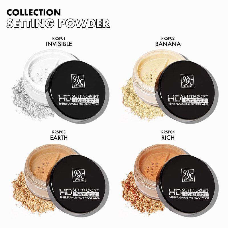 Ruby Kisses Loose Setting Powder 0.4oz, Weightless, Smooths, Mattifying Finish and Shine Control, Pure Silica Mineral Powder (Earth)