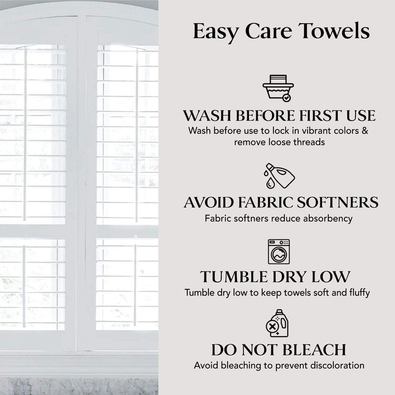 DecorRack 8 Piece Towel Set, Cotton, Highly Absorbent, Super Soft, Quick Dry, 4 Washcloths (13"x13"), 2 Bath Towels (27"x54"), and 2 Hand Towels (16"x28"), White (Set of 8)