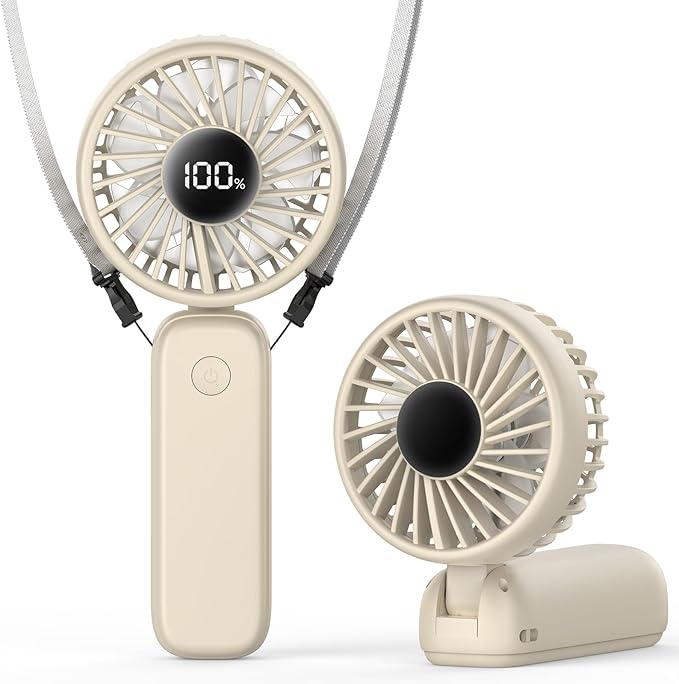 PANERGY Handheld Fan Foldable, 5000mAh Rechargeable Hand Fans with Powerful Cooling, 4 Speeds, LED Display, Portable Fan for Travel,Concerts,Makeup,Lash,Outdoor Events,Gifts Women