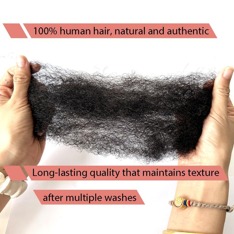Afro Kinky Human Hair for Dreadlocks - 2 Bundles Natural Black #1B | 8 Inch Length